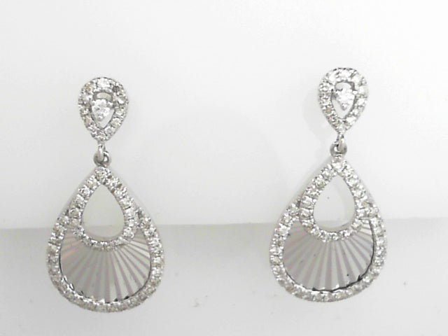 14K White Gold .54ctw Diamond Drop Earrings
