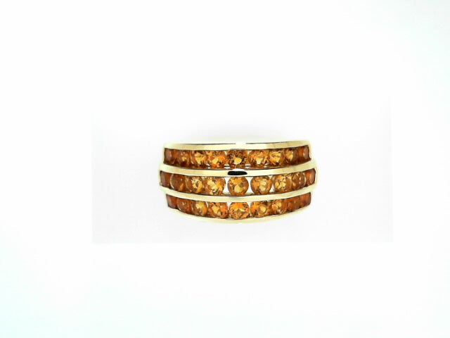 18K Yellow Gold 3-Row Citrine Cocktail Ring