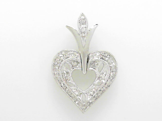 14K Gold Diamond Heart Pendant Necklace Charm