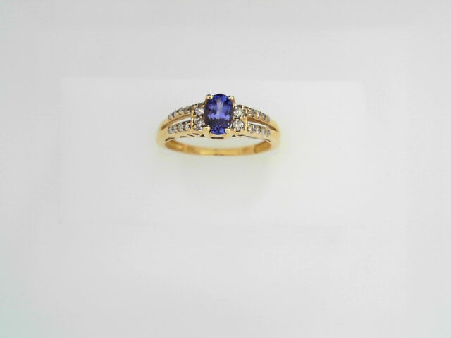 14K White Gold Tanzanite Diamond Pendant Necklace