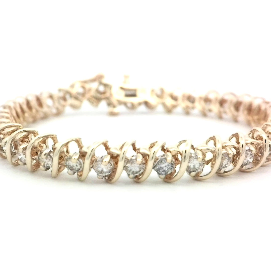 14K Yellow Gold 2.60ct Diamond Tennis Bracelet Elegance