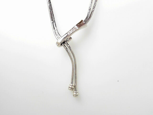 18K Gold Diamond Lariat Necklace - Adjustable Versatile Design