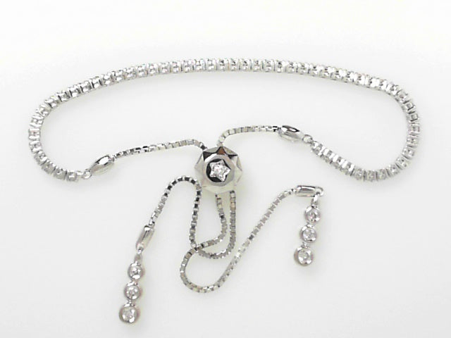 18K White Gold .68ct Diamond Adjustable Tennis Bracelet