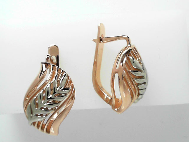 14K Vintage Two-Tone Gold Elegant Earrings, 6.5g