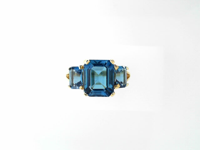 10kt Gold London Blue Topaz 3-Stone Women's Ring