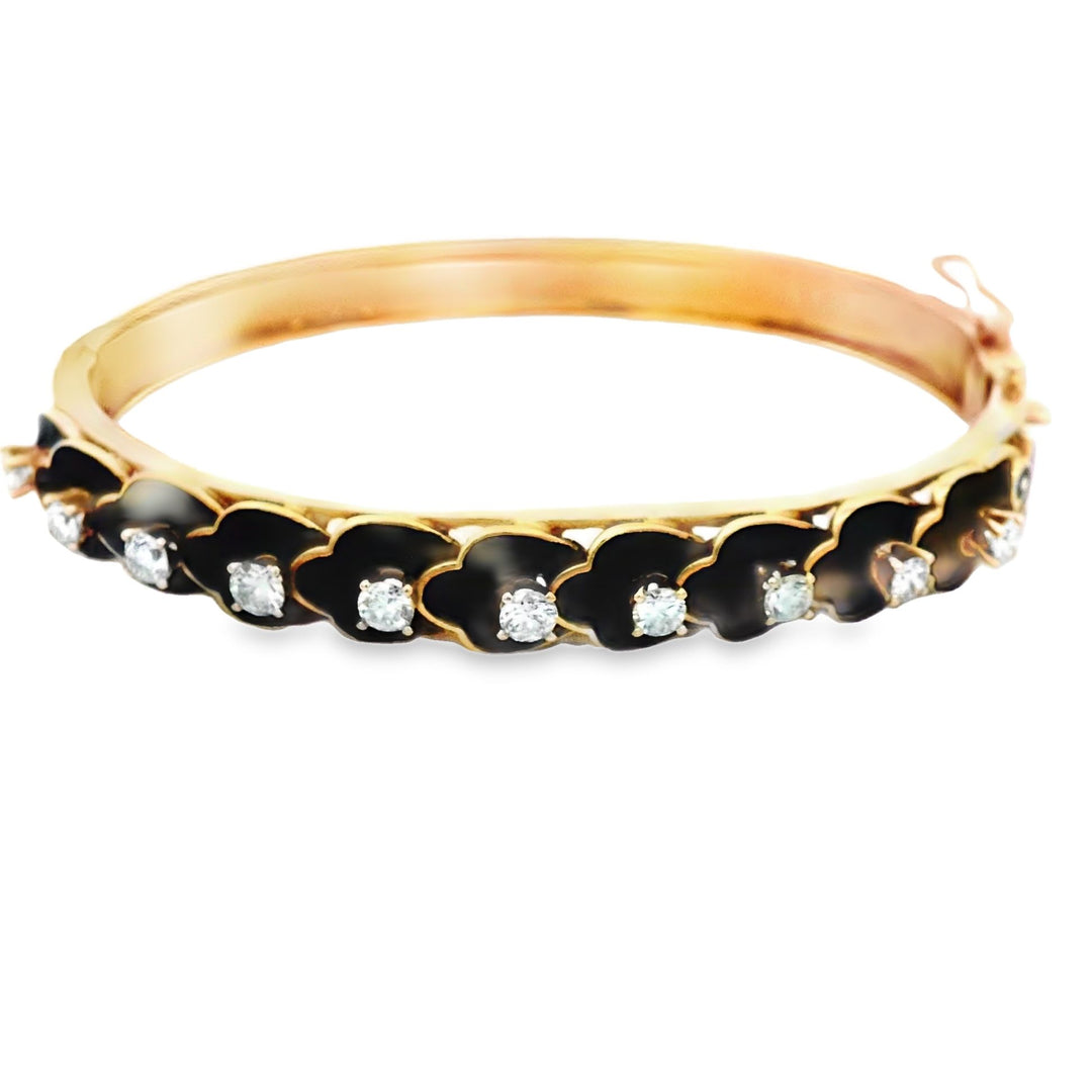 14K Yellow Gold 1ctw Diamond Vintage Wrist Bracelet