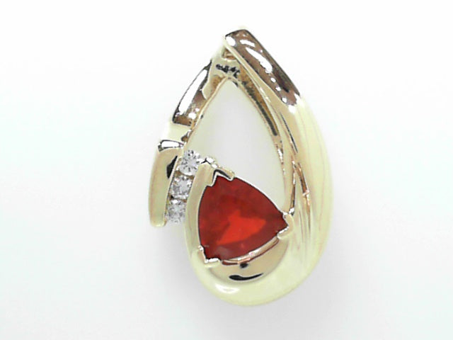 14kt Gold Mexican Fire Opal Diamond Pendant