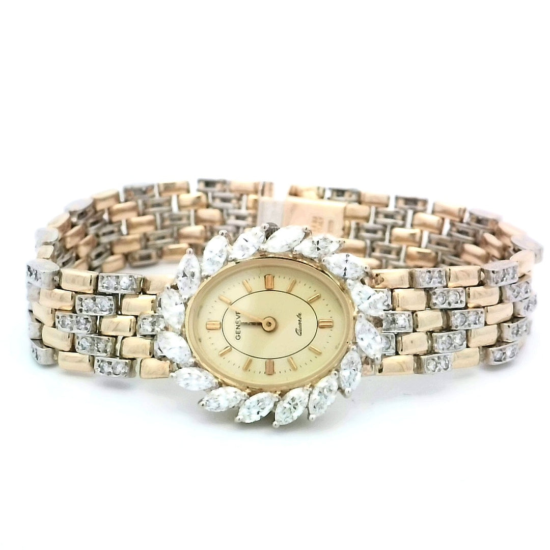 14kt Yellow Gold Diamond Accent Geneve Dress Watch