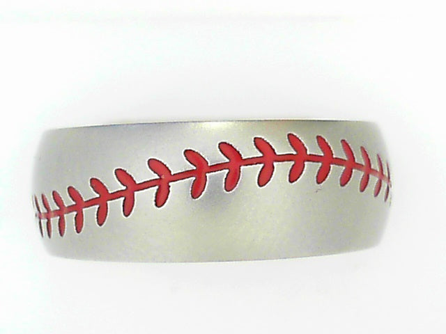 Lashbrook 8mm Cobalt Chrome Baseball-Inspired Men's Ring