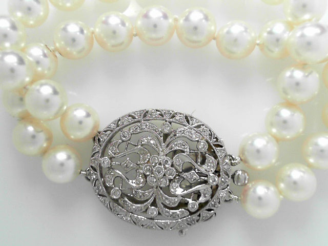 18K Gold Vintage Pearl Diamond Bracelet Jewelry