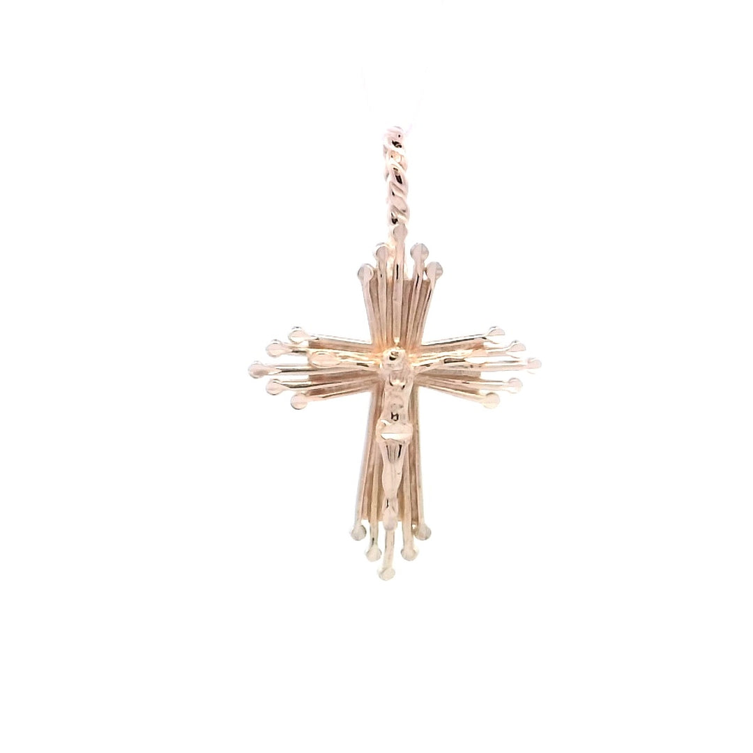 14K Yellow Gold Diamond-Cut Italian Cross Pendant