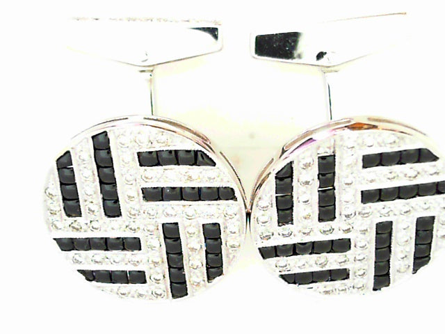18K Gold Onyx Diamond Accent Men's Cuff Links