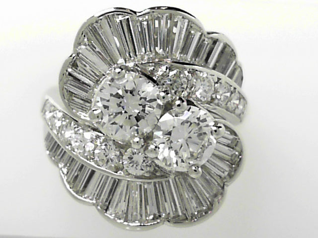 Platinum Vintage 3ct VS Diamond Engagement Ring Sz 4.25