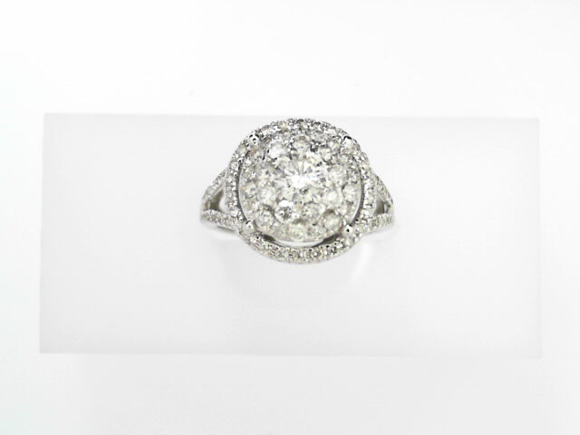 14K Gold 1ct Diamond Cluster Bridal Wedding Ring