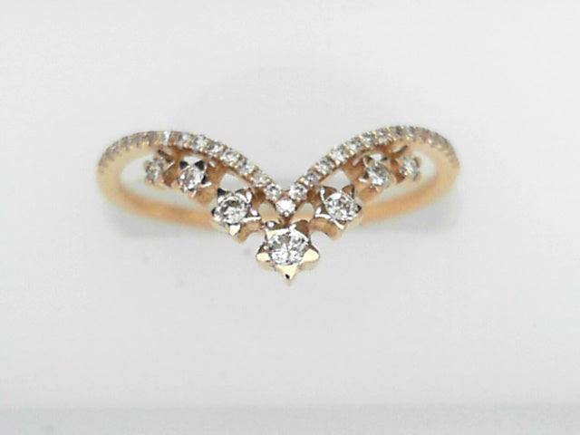 18K Gold Delicate Diamond Shadow Band Ring, Size 6.75