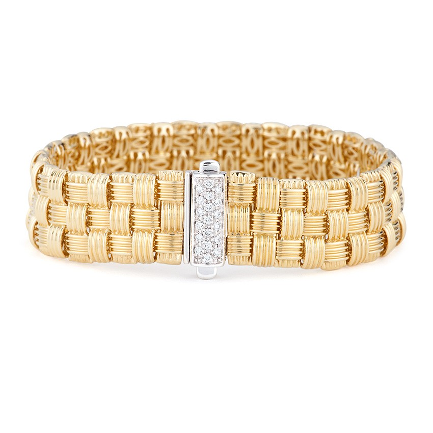 Roberto Coin 18K Gold 3-Row Diamond Luxury Bracelet