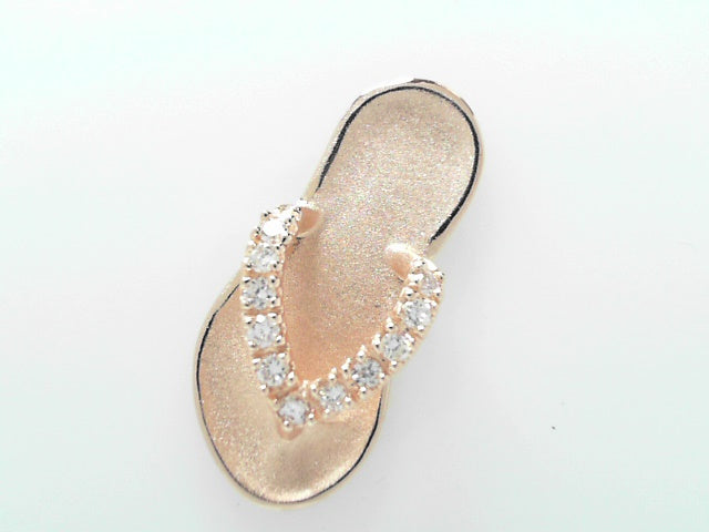 14K Rose Gold .25ctw Diamond Flip Flop Pendant Necklace
