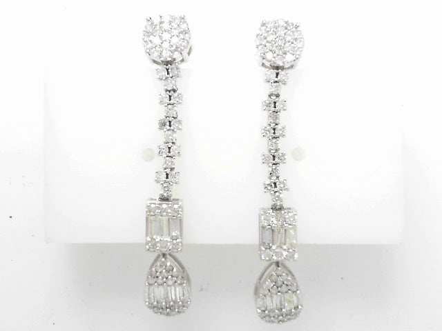 18K White Gold 1.74ctw Diamond Drop Earrings