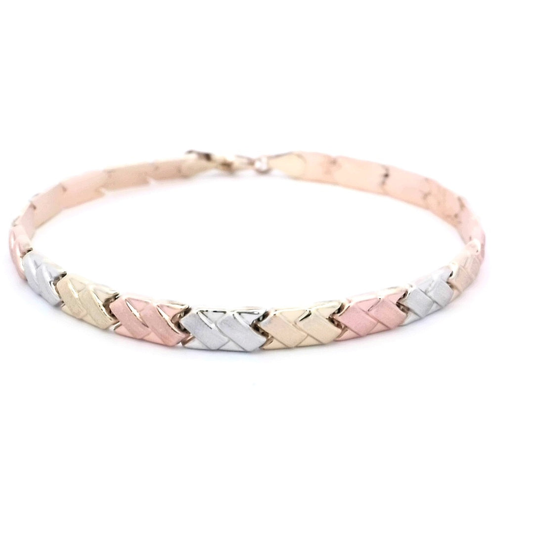 10kt Tri-Color Gold Braid Bracelet Elegance