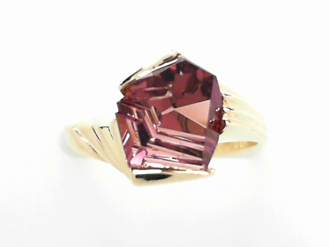 14kt Rose Gold Pink Tourmaline Fancy Cut Ring, Size 7