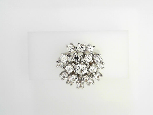 14K White Gold White Topaz Cluster Ring 2.50ctw