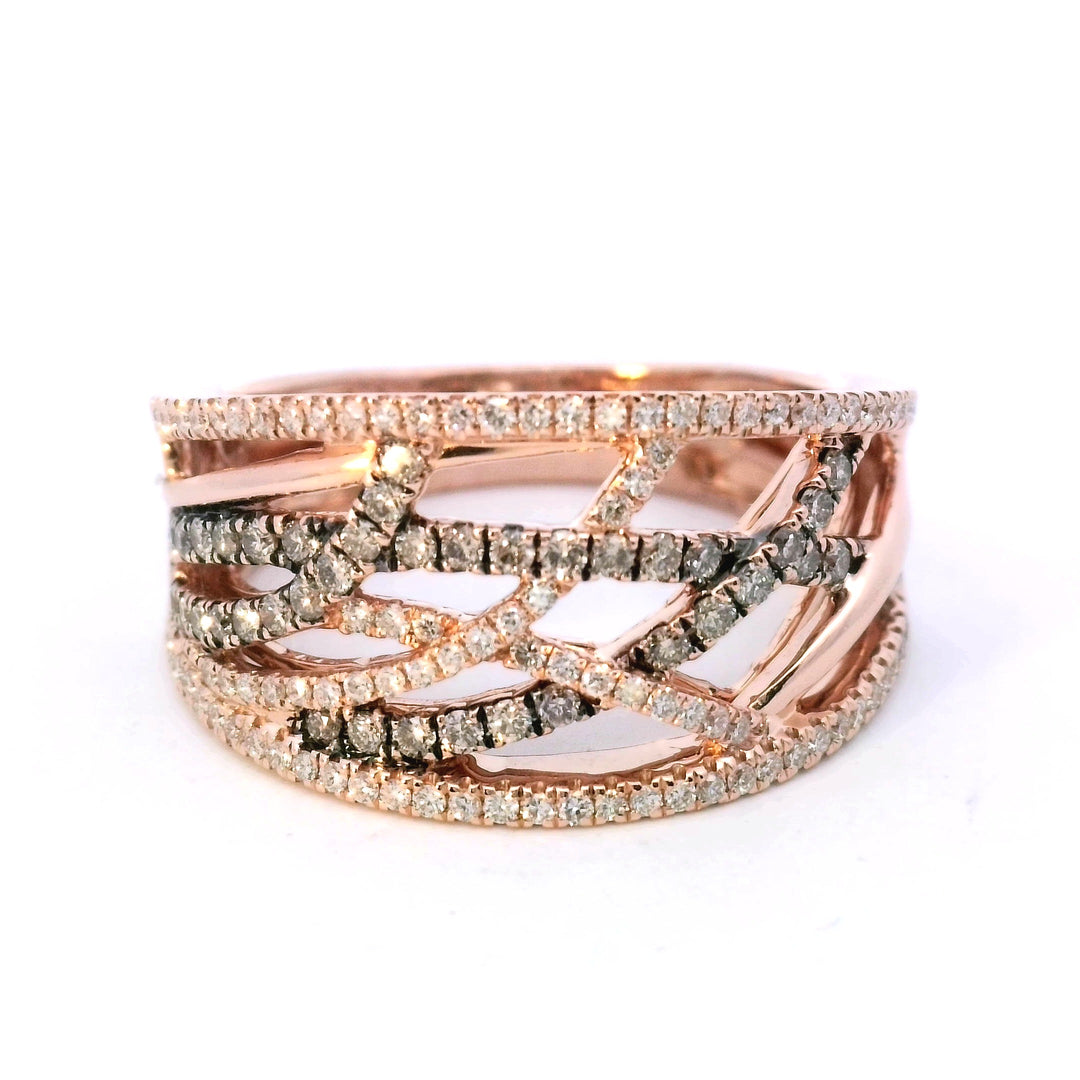 14K Rose Gold Chocolate Diamond Contemporary Band Ring