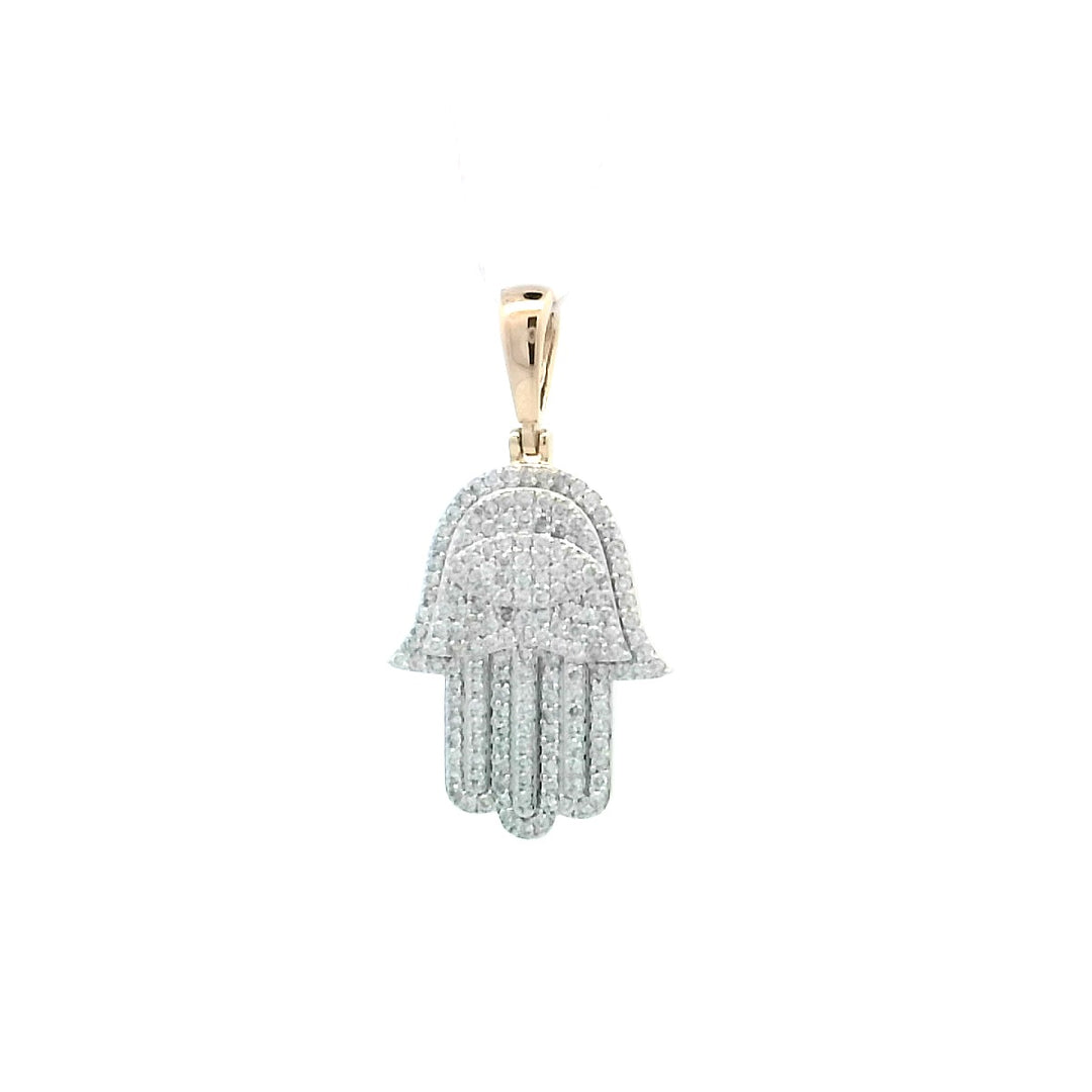 14kt Yellow Gold .50ctw Diamond Khamsa Protective Pendant