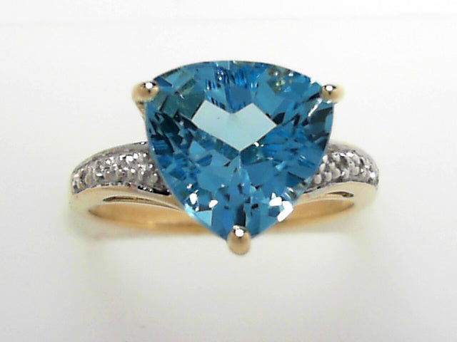 14K Gold Swiss Blue Topaz Diamond Accent Ring
