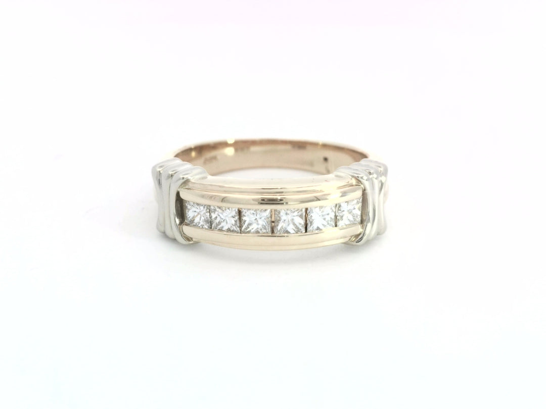 14K Two-Tone 1ct Princess Diamond Men's Wedding Band