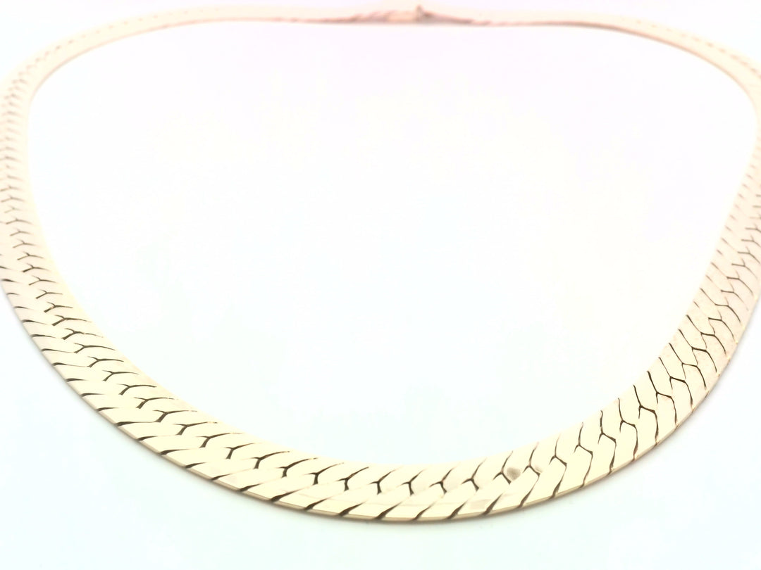 14K Yellow Gold Herringbone Chain Necklace, 18.5