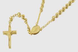 14K Yellow Gold Diamond-Cut Rosary Necklace, 25