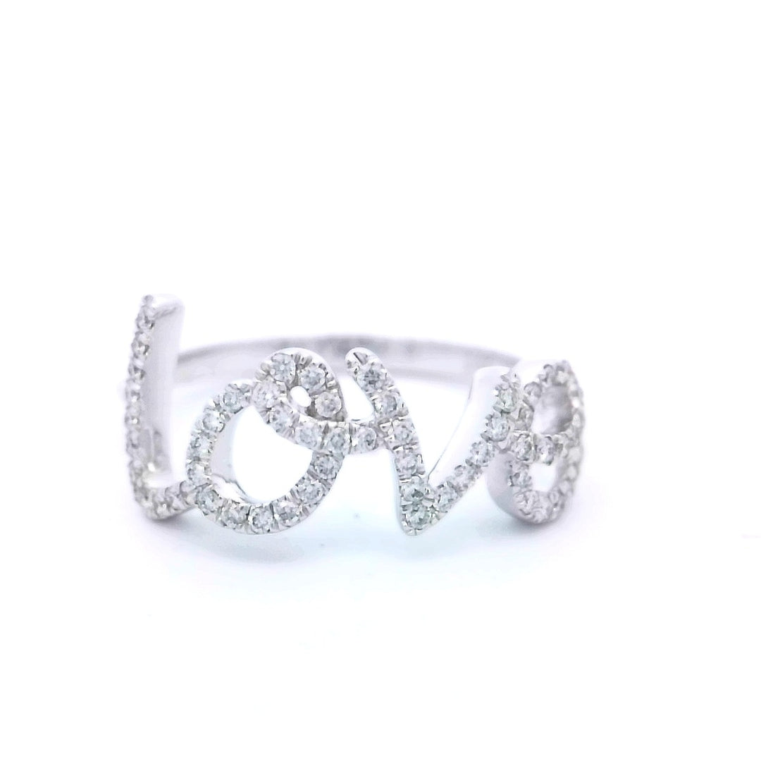14K White Gold .23ctw Diamond Love Ring, Size 6.5