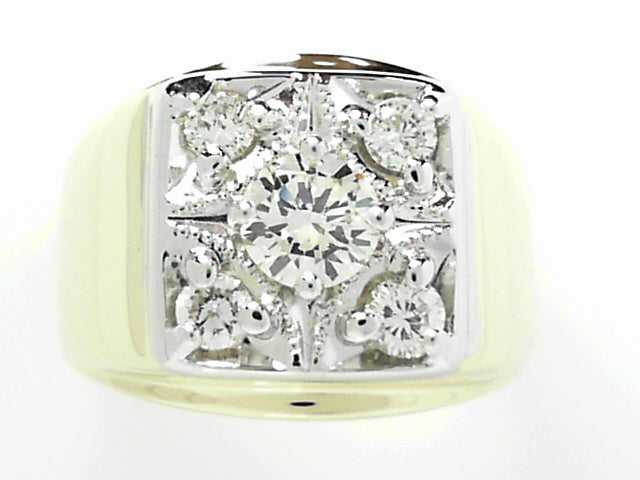 14K Gold Round Diamond Men's Vintage Ring 0.50ct