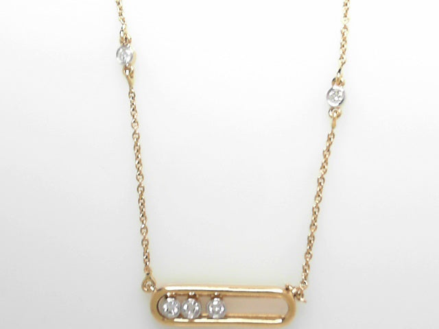18K Yellow Gold Diamond Slide Pendant Necklace 0.25ctw
