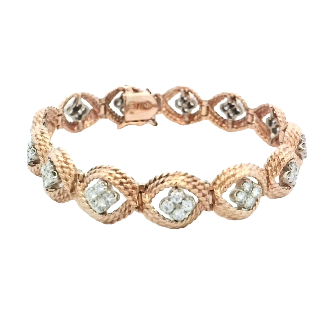 14K Yellow Gold 2.60ctw Vintage Diamond Tennis Bracelet