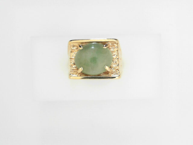 14K Gold Jade Men's Statement Ring, Substantial 10.8g