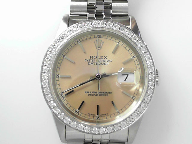 Vintage 18K White Gold Rolex Datejust Diamond Automatic Watch