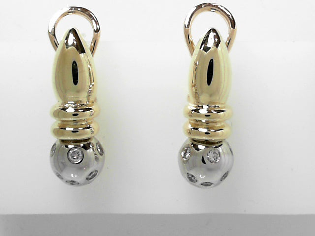 14K Gold 10ct Diamond Drop Ball Earrings Elegant Pair