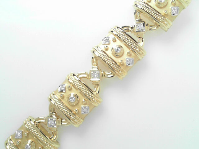 18K Yellow Gold Diamond Fancy Bracelet 0.76ctw Luxury