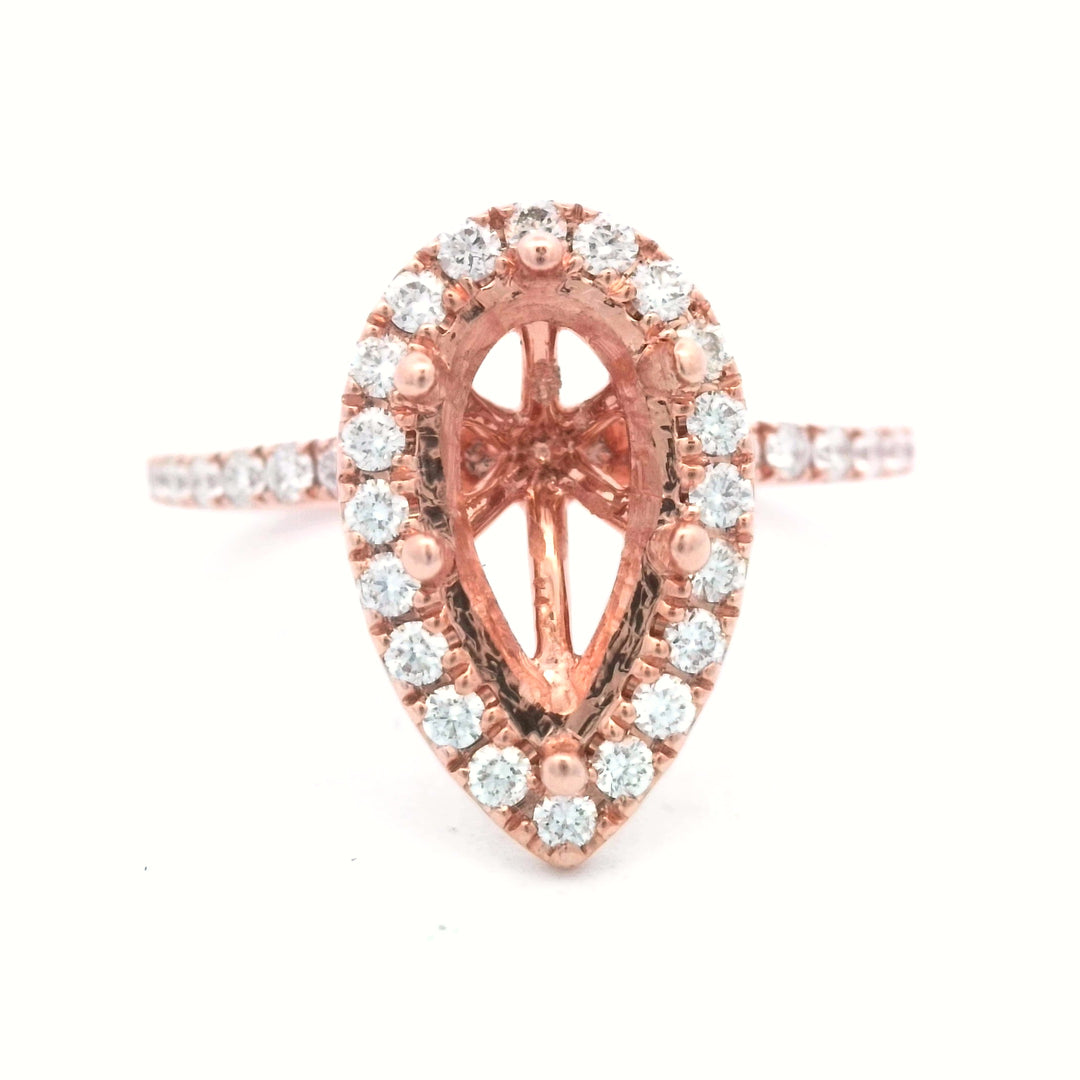 14K Rose Gold .37ctw Diamond Halo Semi-Mount Ring