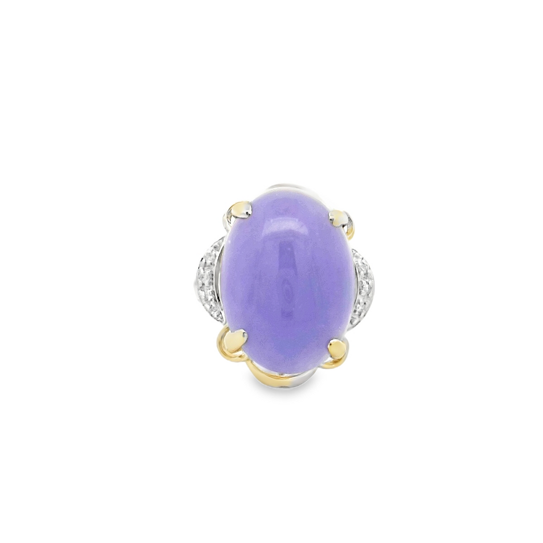 14kt Yellow Gold Lavender Jade Diamond Cluster Ring