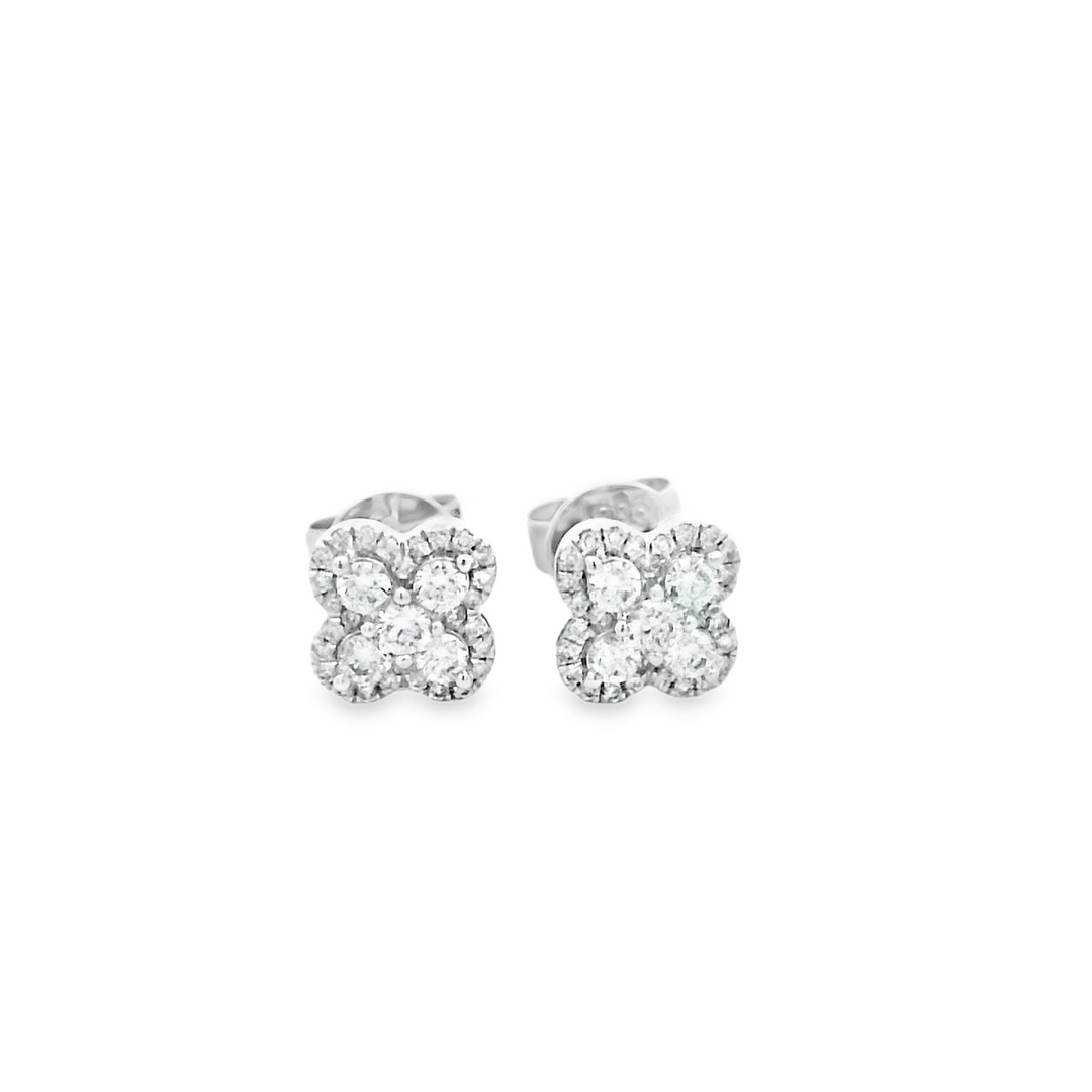 14kt .50ctw Diamond Cluster Flower Stud Earrings