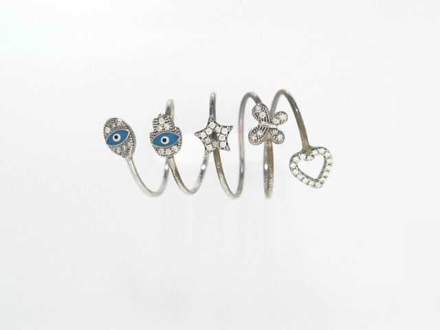 Protective Hamsa Silver Ring with Cubic Zirconia