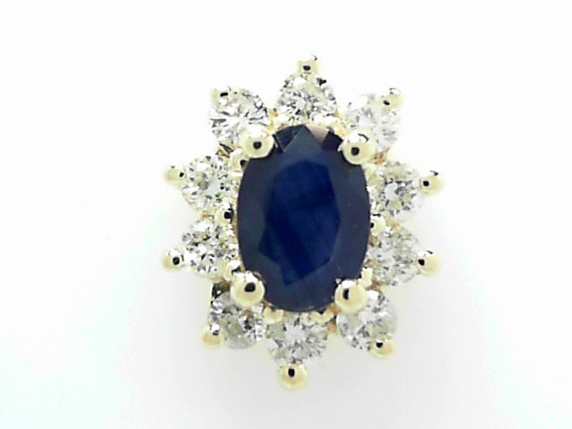 14K White Gold Sapphire Diamond Pendant Necklace