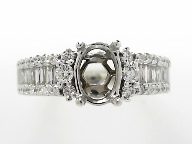 14K Gold 1ct Diamond Semi-Mount Ring with Dual Cuts