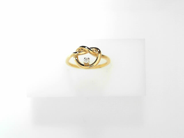 14K Yellow Gold .04ct Diamond Love Knot Women's Ring