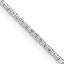 18 Sterling Silver 8-Sided Diamond Mirror Box Chain Necklace