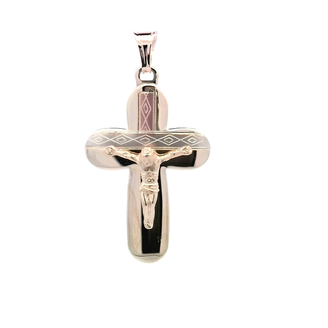 14kt Tri-Color Italian Gold Cross Pendant Necklace