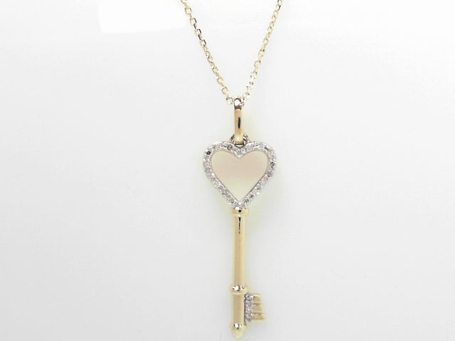 10kt Gold Diamond Key Pendant with 18 Chain