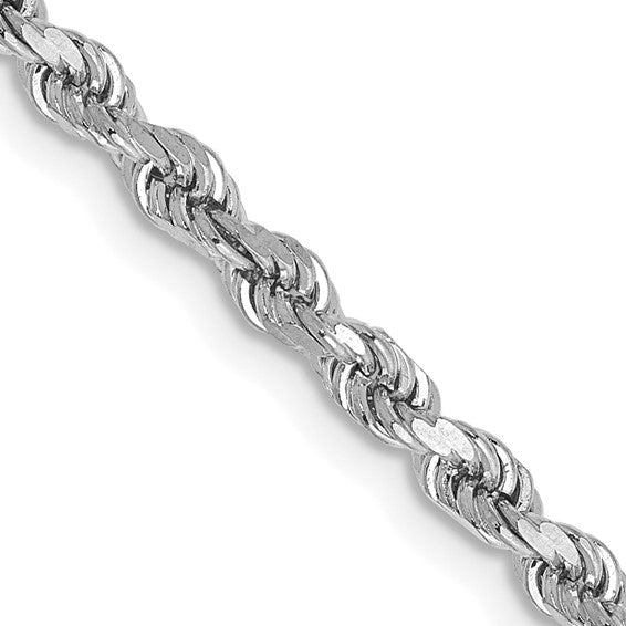 14kt White Gold Diamond Cut Rope Chain Necklace 22